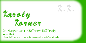 karoly korner business card